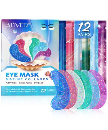 Valleylux Under Eye Patches(12 Pairs)  6 Color Marine Collagen Eye Mask for Puffy Eyes  Dark Circles  Eye Bags  Wrinkles  Fine Lines.