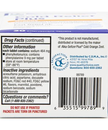 Quality Choice Cold Medicine Effervescent Tablets - Cold Relief, Pain & Fever Reducer - 20 Count - Buy Online on GoSupps.com