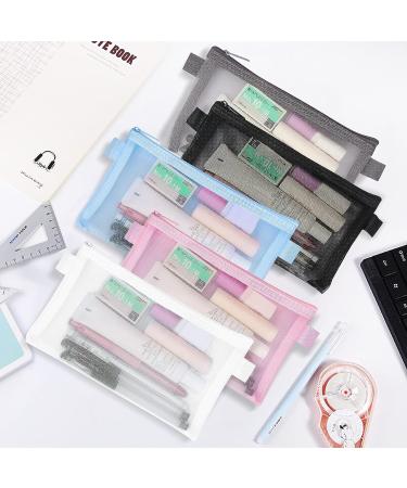 Classycoo Mesh Pen Bag 5 PCS Zipper Mesh Pencil Bags Multifunctional Makeup Bag A-5 Colors - Buy Online on GoSupps.com