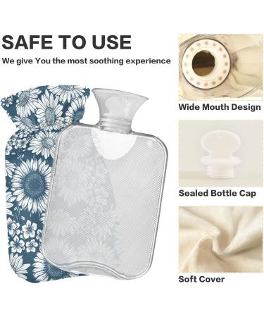 Mnsruu Hot Water Bottle with Soft Cover - Sunflower Daisy 2L | Perfect Gift for Women & Kids | Ideal for Christmas - Buy Online on GoSupps.com