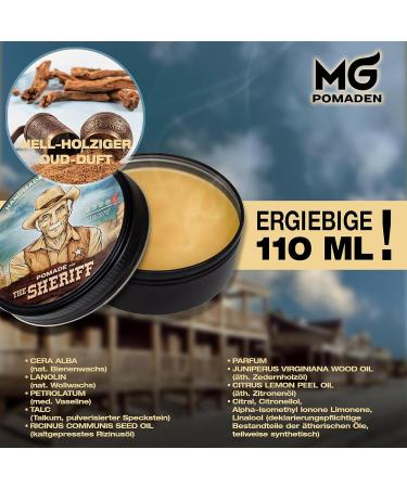 MG Pomaden MG Pomade THE SHERIFF Oil Based Hair Pomade for Men Extra Strong Hold Heavy Hold Matte Look without Shine Natural Wax Formula Hair & Beard Styling - Buy Online on GoSupps.com
