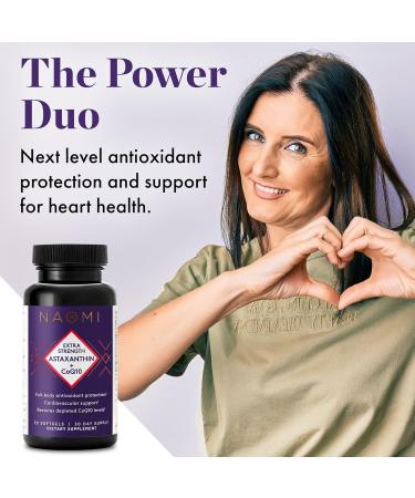 NAOMI Extra Strength Astaxanthin + CoQ10 - High Absorption Antioxidants for Energy Cardiovascular & Immune Support | 30-Day Supply - Buy Online on GoSupps.com
