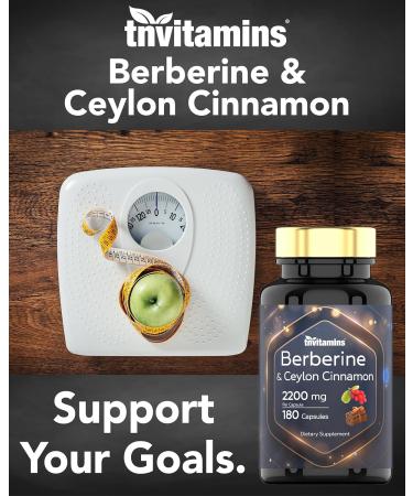 Berberine with Ceylon Cinnamon: 2200 mg Per Capsule - 180 Capsules | Natural Berberine Supplement for Cardiovasular & Circulatory System Health* | 6 Month Supply | Made in The USA! - Buy Online on GoSupps.com