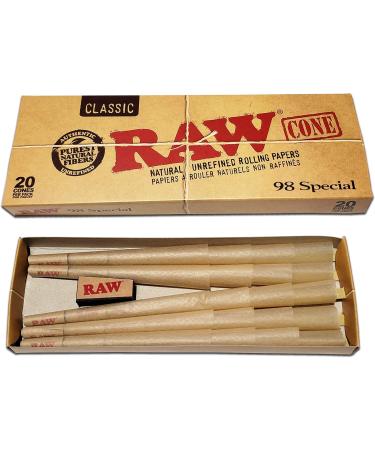 Raw Pre Rolled Cones 98 - Raw Bundle - 60 Classic Size 98 Pre Rolls. Raw Cone Loader Rolling Ace Scoop Card Smelly Proof Bag - Buy Online on GoSupps.com