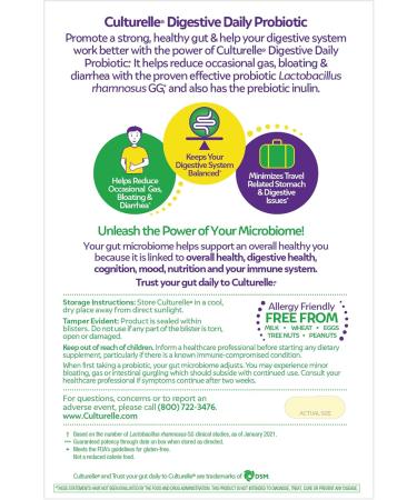Culturelle Daily Probiotic, Digestive Health Capsules, 60 Count Unflavored 60 Count (Pack of 1) - Buy Online on GoSupps.com