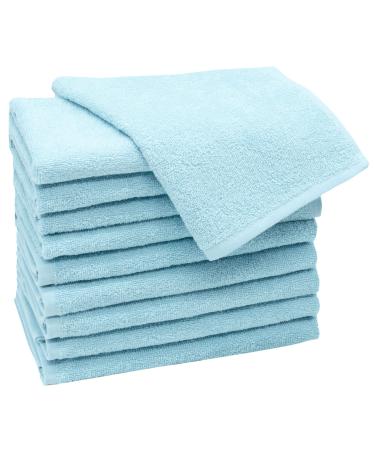 Zollner 10 Set guest towels in 30x50 cm - suction -strong and soft guest towels in light blue - with a practical hanger - washable up to 60 C - cotton - hotel quality 10x guest towels light blue