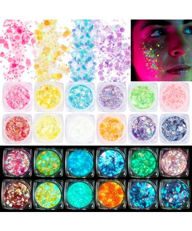 Boyrot 12 colors fluorescent glittering body face self-adhesive body glitter make-up seeds body glitter for nails hair music festival make-up masquerade carnival party clubs self-adhesive