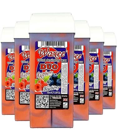 Roll on wax roller wax cartridge 100ml 6pcs Waxee DUO wax refill (Raspberry & Blueberry)