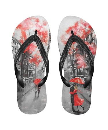 Mnsruu France Paris Eiffel Tower Street House Flip Flops Sandals Hooves Hotel Spa Bedroom Travel L Medium Medium for Multi-Color