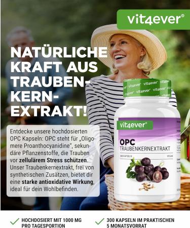 Buy OPC Grape Seed Extract - 300 Capsules 1000mg - High OPC Content - Vegan & Lab Tested - International Shipping - Buy Online on GoSupps.com
