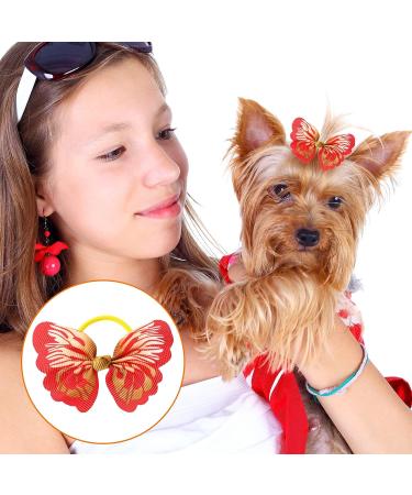 Janinka 36-Piece Dog Hair Bows | Butterfly & Flower Pearls | Elastic Ties for Pets Grooming - Buy Online on GoSupps.com