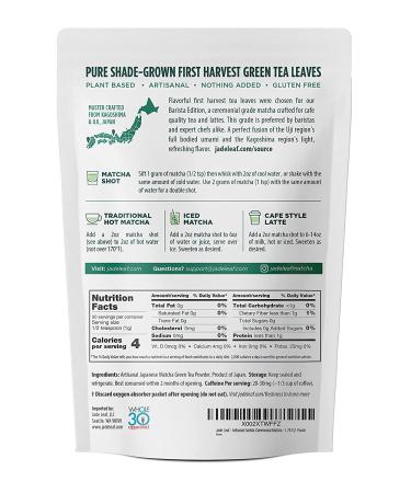 Jade Leaf Artisanal Ceremonial Grade Matcha Green Tea Powder - Barista Edition - Japanese Origin for Cafe Quality Tea & Lattes (1.76 oz) - Buy Online on GoSupps.com