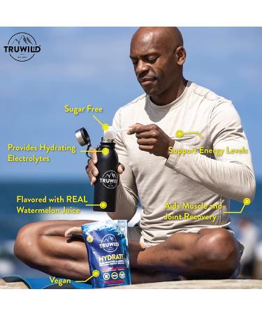TRUWILD Hydrate Vegan Electrolyte + Amino Acid Drink Mix Powder - Watermelon Lemonade Flavor, 20 Servings - Post-Workout Muscle Recovery & Immune Support with Clean Sugar-Free Formula & Magnesium - Buy Online on GoSupps.com