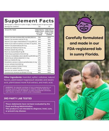 Renzo's Picky Eater Kids Multivitamin with Iron | Dissolvable, Sugar-Free Apple Flavored (60 Melty Tabs) - Buy Online on GoSupps.com