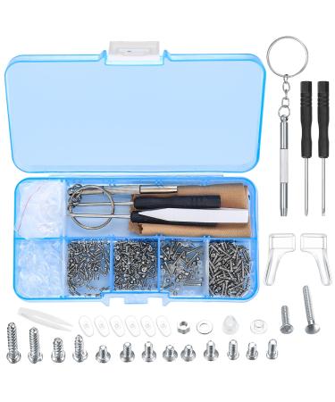 Approx. 500-part glasses repair set with 10 pairs of nasal cushions 3 pieces of micro screwdrivers tweezers sunglasses glasses and watch repair