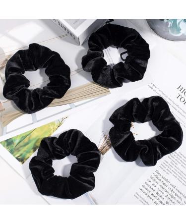 Whaline 12 Pack Velvet Hair Scrunchies - Soft Elastic Hair Bands in Black - Buy Online on GoSupps.com