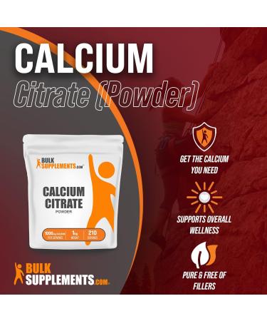 Calcium Citrate Powder Supplement - 1000mg per Serving - 1kg (2.2lbs) Pack - BulkSupplements.com - Buy Online on GoSupps.com