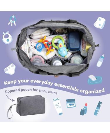 RUVALINO Diaper Bag - Large Stylish Weekender Travel Nappy Bag for Mom & Dad | Convertible Baby Bag with Changing Pad & Insulated Pockets (Gray) - Buy Online on GoSupps.com