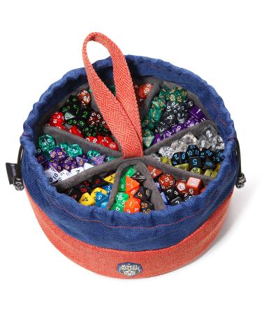 CardKingPro Monstrous - Dice Bag with 8 Pockets - Orange/Blue - Huge Capacity 500+ Dice - Great for Dice Hoarders