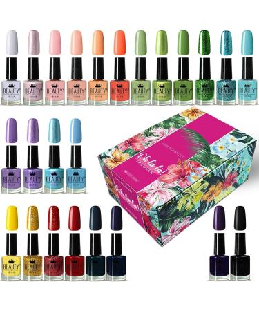 beauty4britain Nail Polish Set - 24 Modern Colours (12ml Each) - Nail Lacquer Collection in Elegant Floral Box Long-Lasting Shine Gift Set - Buy Online on GoSupps.com
