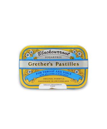Grether's Sugarfree Blackcurrant Pastilles Natural Remedy for Dry Mouth Relief - Soothing Throat & Healthy Voice - Long-Lasting Fruit Flavor Breath Fresh with Benefits - Gluten-Free - 1-Pack - 3.75 oz. 3.75 Ounce (Pack of 1) Blackcurrant