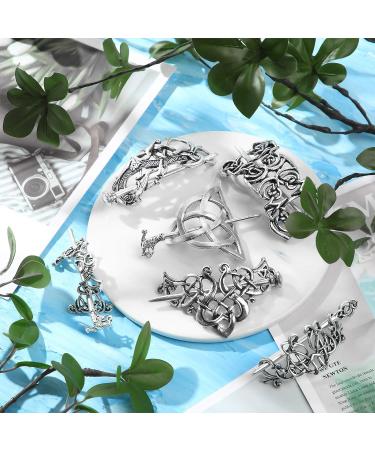 6-Piece Silver Celtic Hair Slide Set - Retro Hairpin Collection for Women and Girls - Buy Online on GoSupps.com
