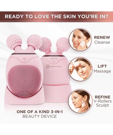 MINTSONIC 3-in-1 Sonic Facial Cleansing Brush and Massager for Women & Men - Silicone Electric Scrubber for Lymphatic Drainage and Double Chin Reduction - Buy Online on GoSupps.com