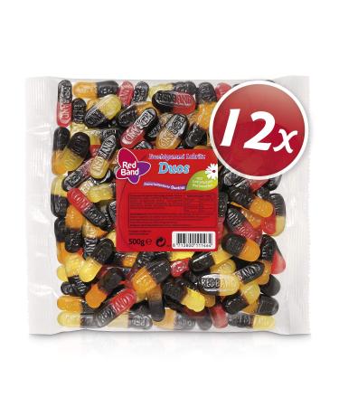 Red Band fruit rubber Lakritz Duos- Large packs: 12-pack (500 g bag)- two-in-one taste experience- Dutch quality- sweets