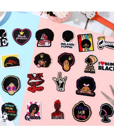 20 Black Girl Iron on Embroidered Patches - DIY Clothing Applique for Jeans, Jackets & Backpacks (Novelty Style) - Buy Online on GoSupps.com