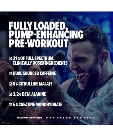 LIMITLESS Magnum 504g - Muscle Workout Powder Sport Pre Workout for Men and Women May Assist & Support Increase Energy Focus and Endurance - Peach Mango Rush - Buy Online on GoSupps.com