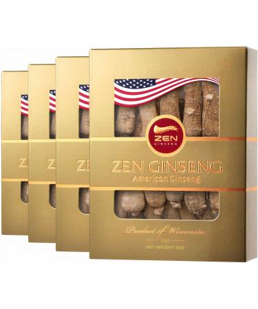4 Boxes American Ginseng Root Super Long Jumbo Wisconsin Ginseng (4oz/Box) Performance & Mental Health for Men & Women 4 Ounce (Pack of 4)