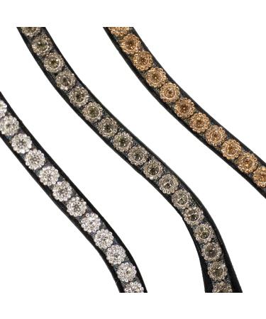 Buy CALEVO Curved Browband with Crystal-Flower Design - Black-Grey Diamond for Ponies | International Shipping Available - Buy Online on GoSupps.com