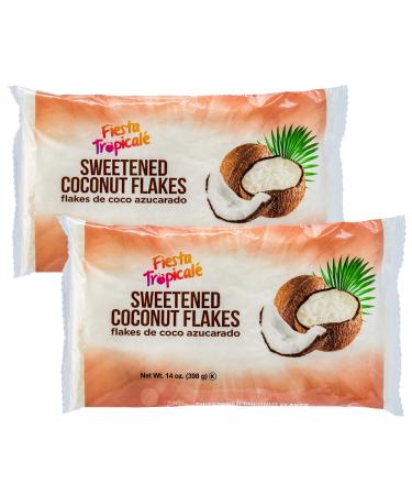 Sweetened Coconut Flakes Shredded in 14 ounce bags (Pack of 2) by Fiesta Tropicale