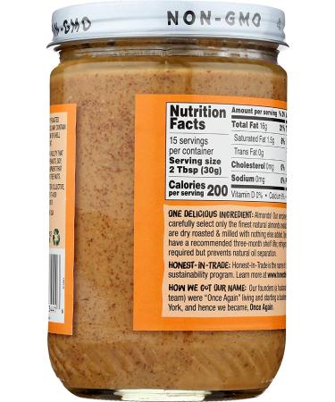 Once Again Natural Creamy Roasted Almond Butter - Unsweetened & Salt-Free - 16 oz - Buy Online on GoSupps.com
