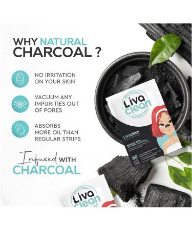 60 Strips Livaclean Charcoal Blackhead Remover Pore Strips - Blackheads Removal for Face and Nose - Blackhead Remover Strips 60 CT - Buy Online on GoSupps.com