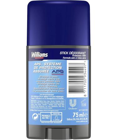 Williams Men's Deodorant Stick Sensitive Skin Alcohol Free Aloe Vera 48h Protection Dermatologically Tested 75ml - Buy Online on GoSupps.com
