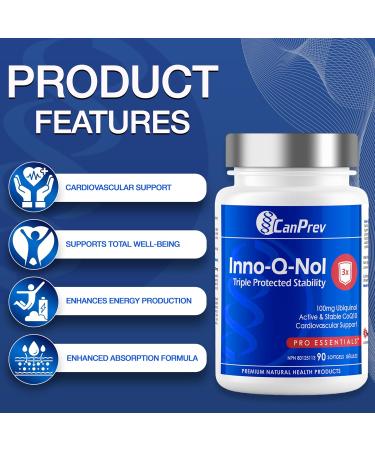 CanPrev - Inno-Q-Nol Triple Protected Stability 90 Softgels - 100mg Ubiquinol - Coenzyme Q10 (CoQ10) Natural Source - Active & Stable Co-Q10 - High Potency Antioxidant for Overall Wellness 90 count (Pack of 1) - Buy Online on GoSupps.com