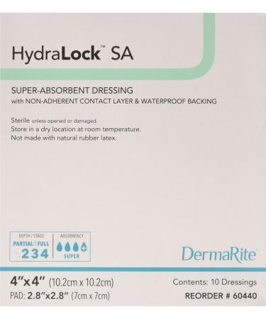 DermaRite Hydralock SA Super Absorbent Dressing with Non-Adherent Contact Layer and Waterproof Backing