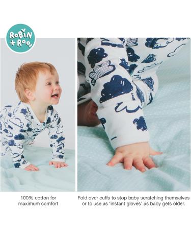 100% Cotton Two-Way Zipper Baby Sleepsuit Unisex Romper 3-6 Months Navy Clouds - Buy Online on GoSupps.com