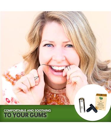 Vegan Bamboo Charcoal Dental Floss with Stainless Steel Container | 66yds + Refill | Candelilla Wax | Peppermint | Eco-Friendly Oral Care - Buy Online on GoSupps.com