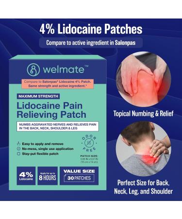 WELMATE Bundle: 4% Lidocaine Patch 30ct & 5% Lidocaine Cream 5.5oz - Buy Online on GoSupps.com