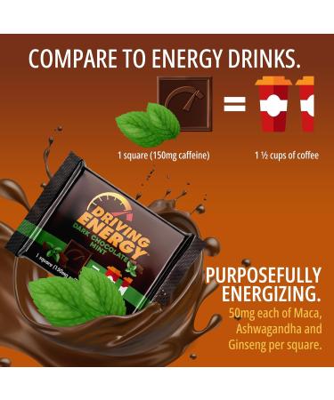 Driving Energy - Caffeinated Energy Bite Size - Dark Chocolate Mint Energy Fuel with 150mg Caffeine - Long-Lasting Energy for Gym, Workout, Adults - Great Taste - Low Carb - Healthy Snack - 30 Count - Buy Online on GoSupps.com