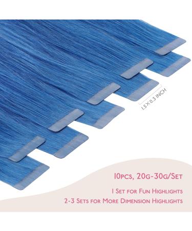 High-Quality Blue Tape-In Hair Extensions - 10pcs Real Hair 25g 35cm | Invisible Smooth Highlight Extensions for Girls - Buy Online on GoSupps.com