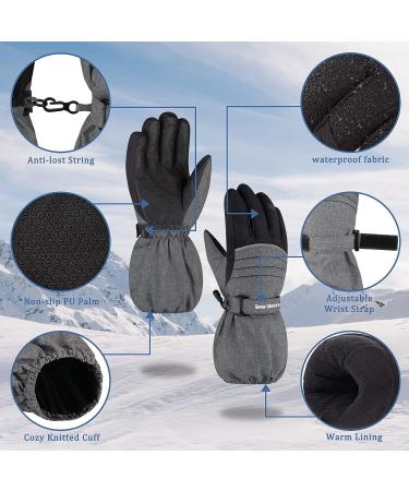 AMAKUZ Kids Snow Gloves - Waterproof Winter Ski Gloves for Boys and Girls (Gray, 10-12 Years) - Buy Online on GoSupps.com