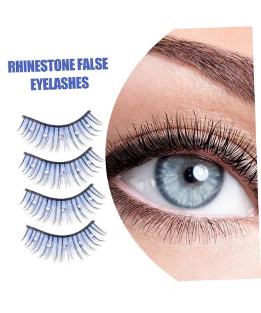 5 Pairs Colored Eyelashes - Soft Thick Blue Diamond Lashes with Rhinestones for Cosplay | Artificial Fiber Lashes - Buy Online on GoSupps.com