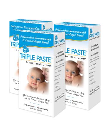 Triple Paste Diaper Rash Cream, Hypoallergenic Medicated Ointment for Babies, 2 oz (Pack of 3) 2 Ounce (Pack of 3)
