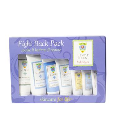 LINDI SKIN Fight Back Pack - Starter Kit That Includes Body Lotion Body Wash Face Serum Face Moisturizer Soothing Balm and Face Wash for Chemo Rash Radiation Burn & Other Cancer Side-Effects