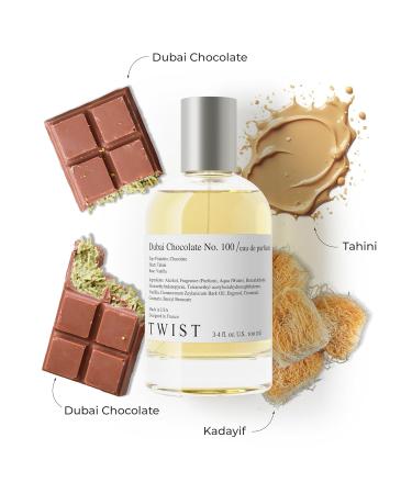 Twist Dubai Chocolate No. 100 - Eau De Parfum Inspired by Fix Dubai Chocolate Long-Lasting Perfume For Women Paraben Free Vegan Clean Ingredients Fragrance - Spray 100 ml | 3.4 fl. oz. Dubai Choco. No.100 - Inspired by Fix Chocolate 3.4 Fl Oz (Pack of 1) - Buy Online on GoSupps.com