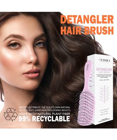 Fiora Naturals Detangler Brush - Bio-Friendly, Ultra-Soft Bristles - For Curly, Straight, Black Hair - Women, Men, Kids - Pink - Buy Online on GoSupps.com