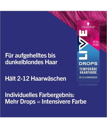  LIVE Schwarzkopf Live Color Drops Petal Pink (30 ml) dosable color drops for a personalized look dye to mix with conditioner temporary color lasts up to 12 washes - Buy Online on GoSupps.com